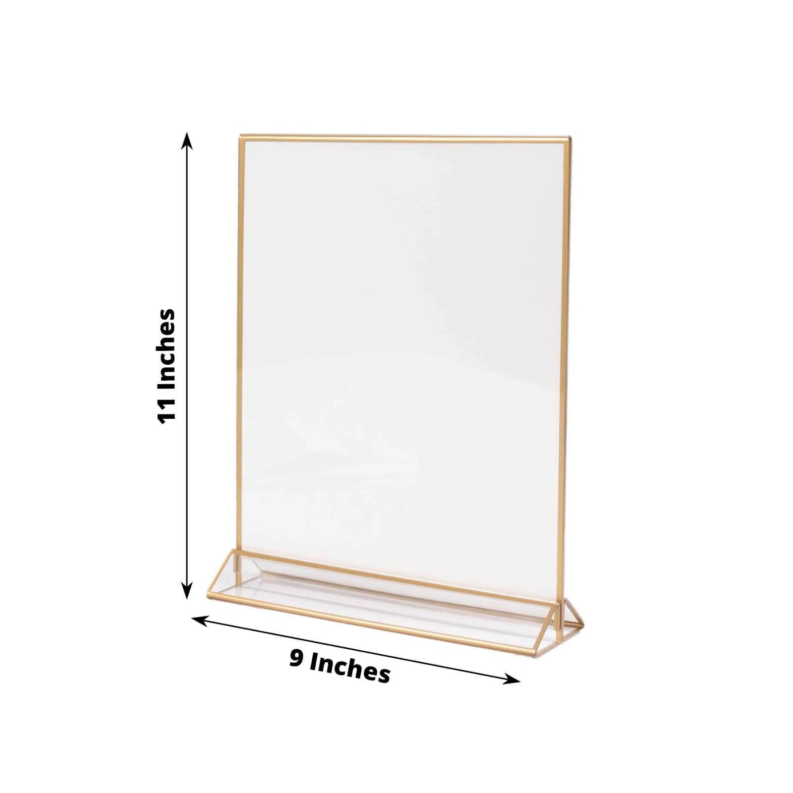 6-Pack Gold Acrylic Rectangular Sign Holders: Double-Sided Clear Display with White Cardboard, Ideal for Banquets 9x11