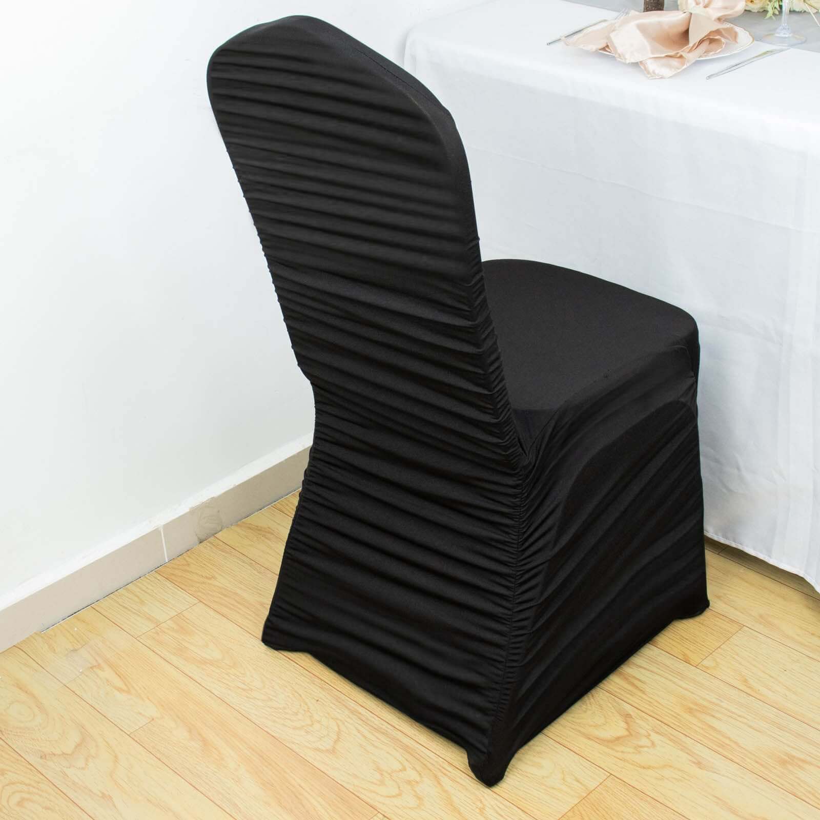 Black Premium Spandex Rouge Stretch Slip-On Cover for Banquet Chairs