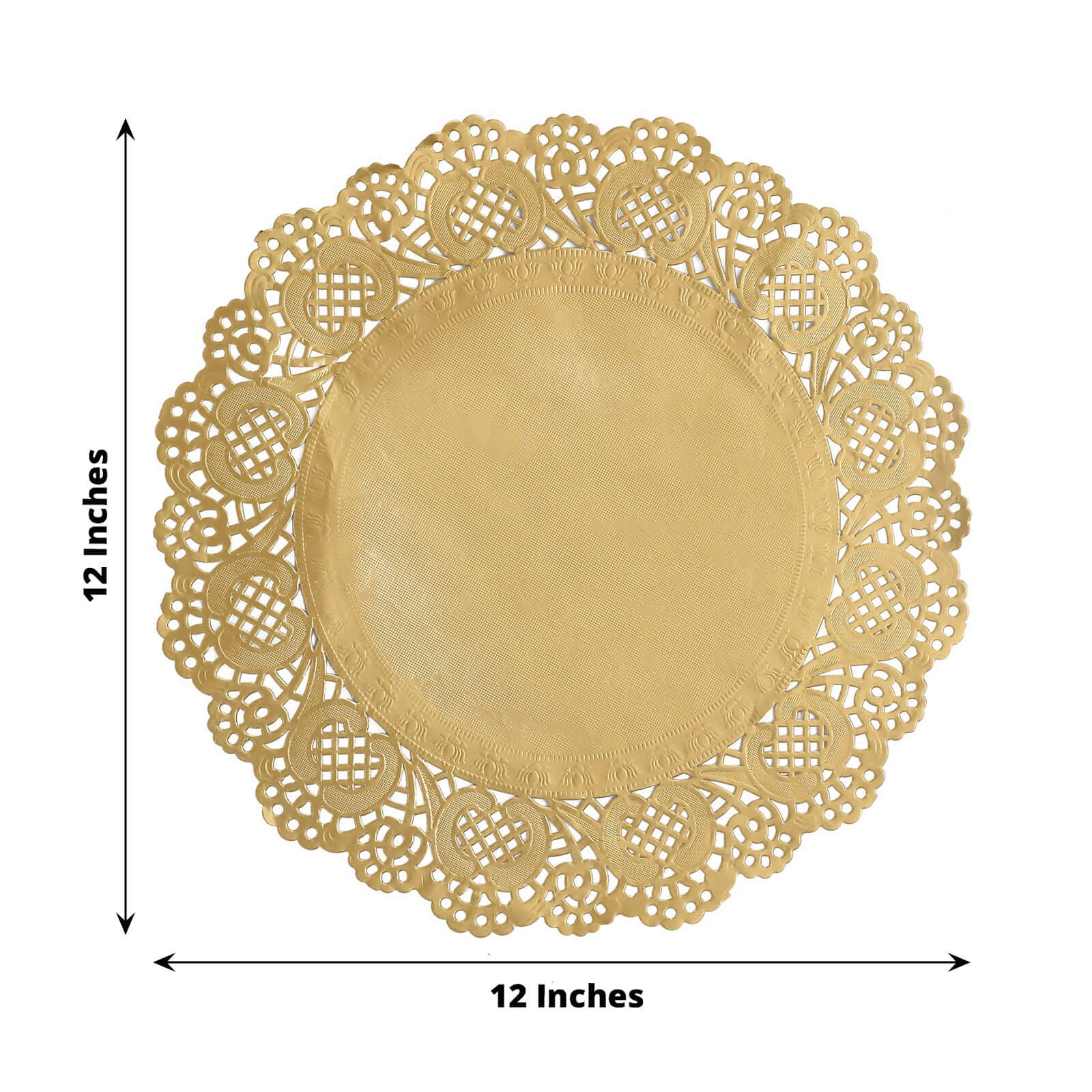50 Pieces of 12-Inch Gold Food-Grade Lace Paper Round Placemats for Dessert & Table Decor