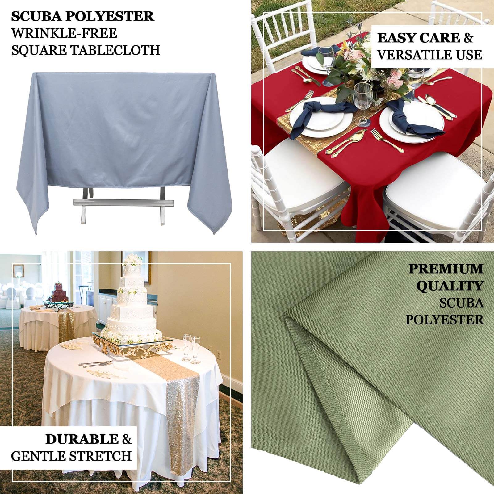 Hot! Purple 70x70 Premium Wrinkle-Free & Stain-Resistant Scuba Table Overlay