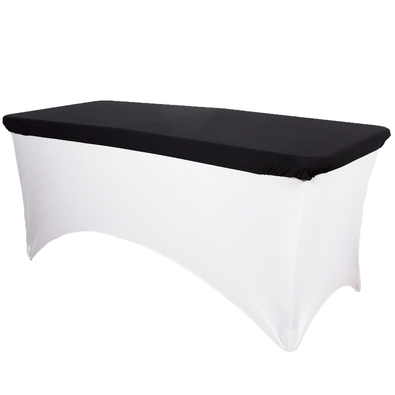 Black Spandex Table Topper - Stretchy, Wrinkle-Free & Fitted (96x30)