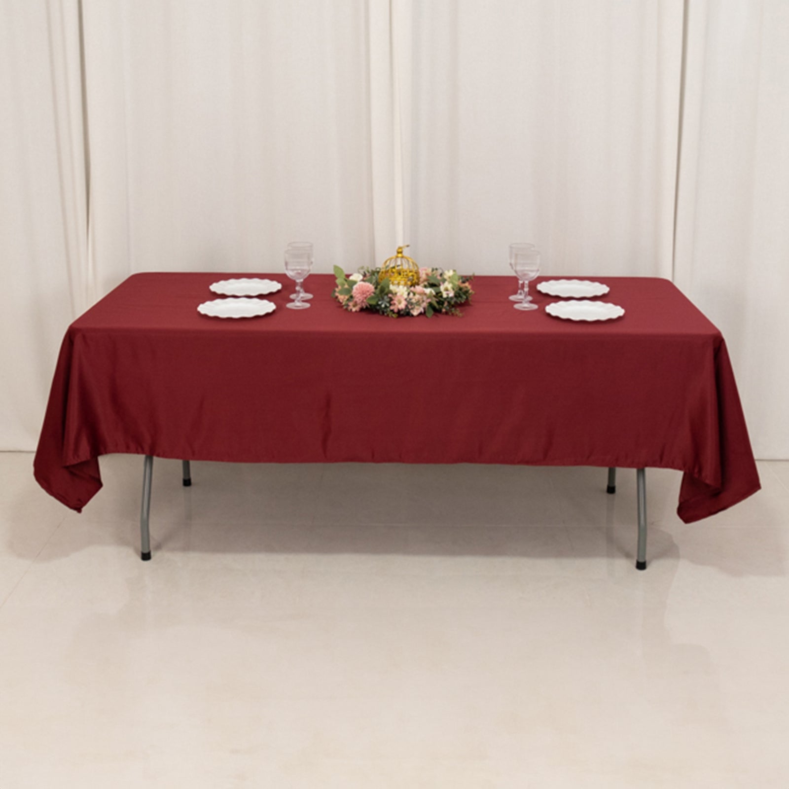 Exclusive Lamour Satin Burgundy Tablecloth - Durable & Soft for Events