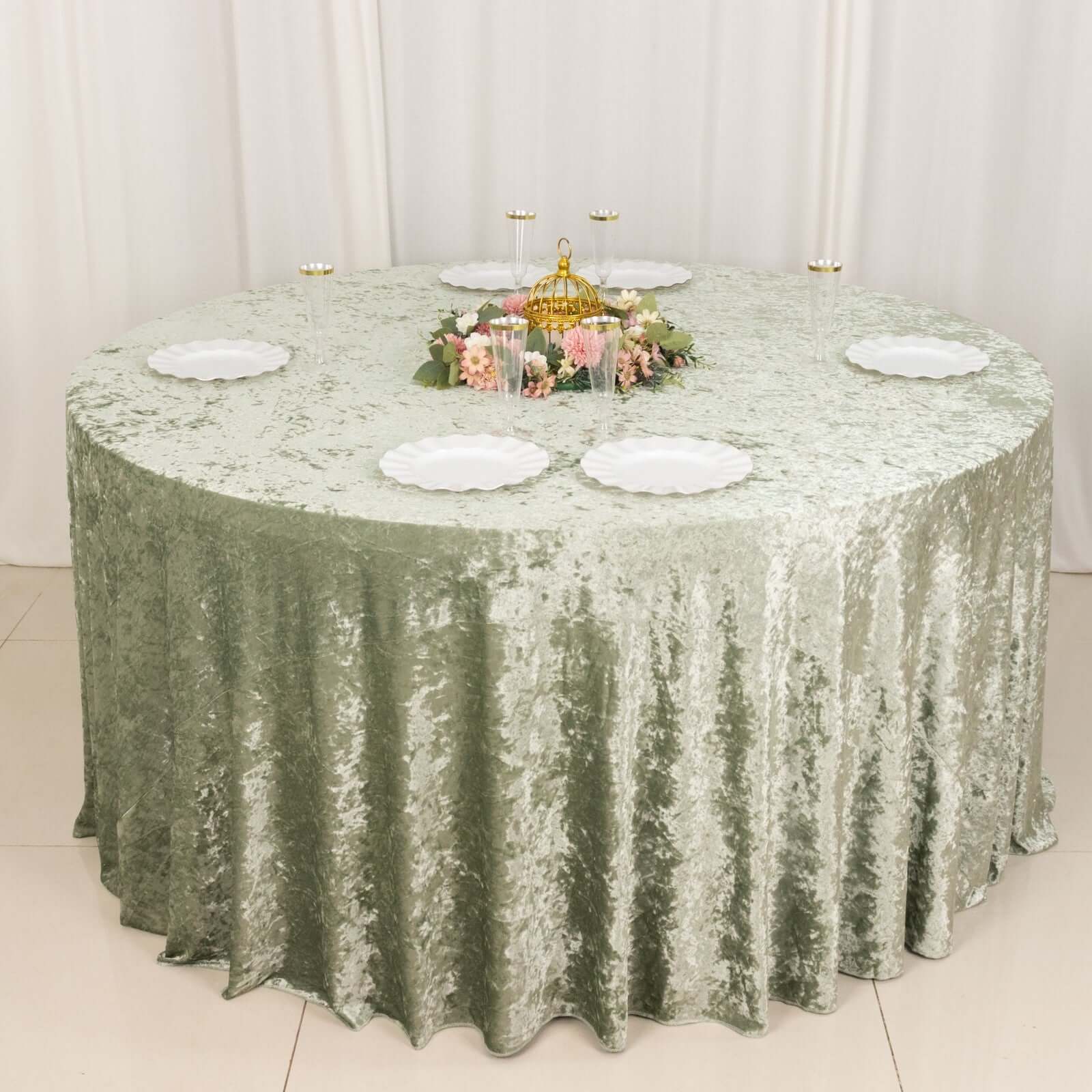 Seamless Wrinkle-Resistant Sage Green Polyester Rectangle Tablecloth 90x132