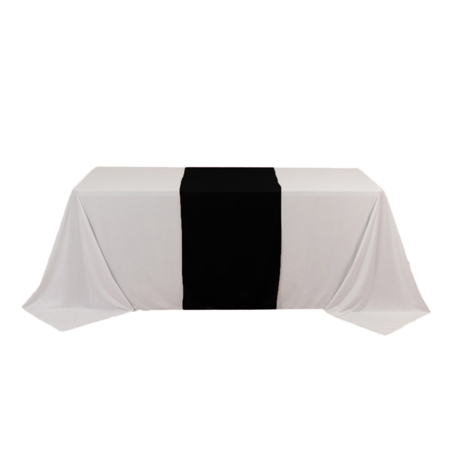 Black 24x72 Wide Polyester Table Runner - Durable for Trade Shows, Great Value!