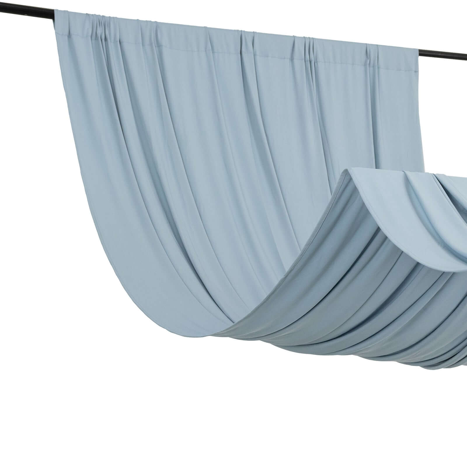 Hot Sale! Dusty Blue 4-Way Stretch Spandex Event Backdrop Curtains with Rod Pockets, 5ft x 14ft, Wrinkle-Free