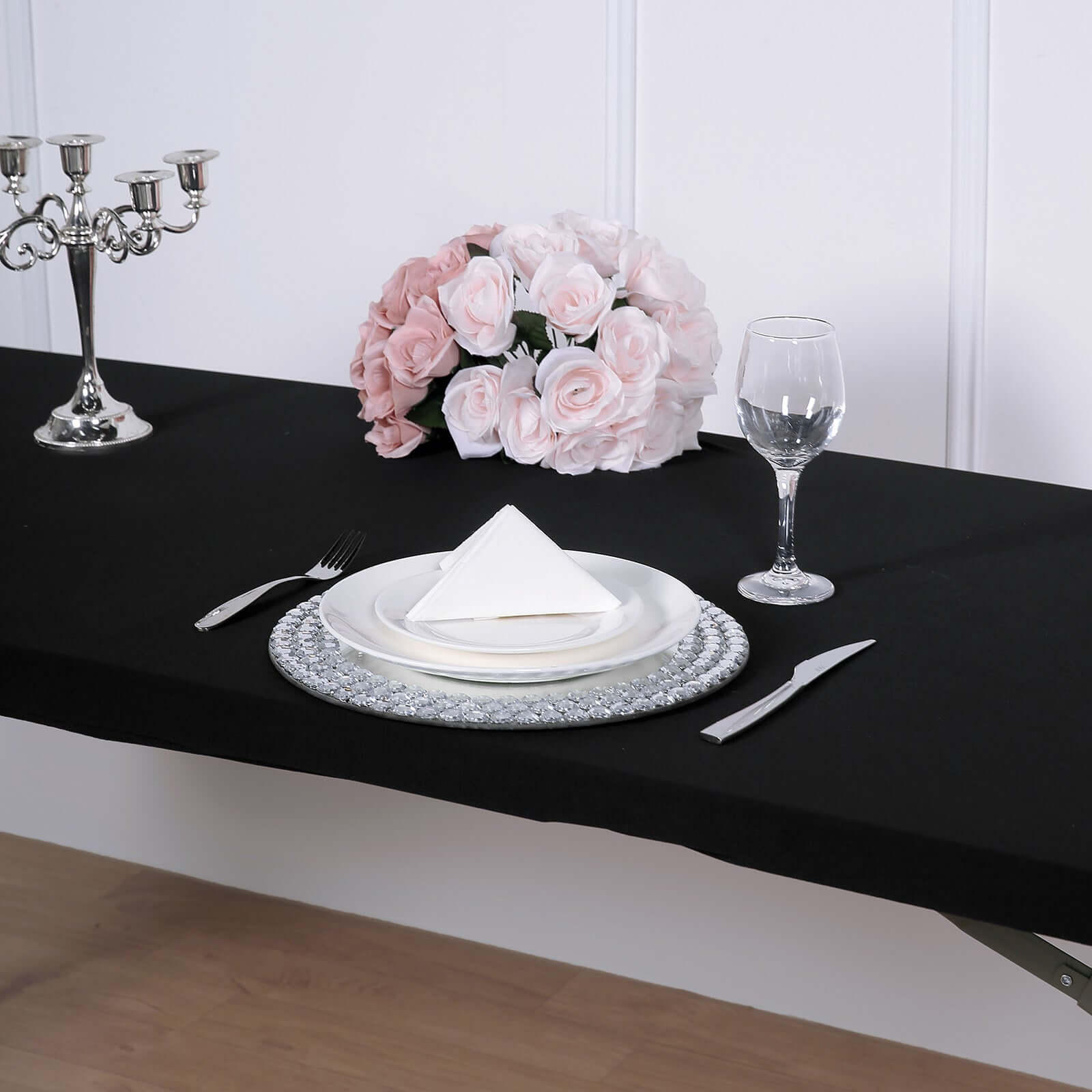 Durable Black Stretch Spandex 72x30 Rectangle Fitted Table Topper Cover