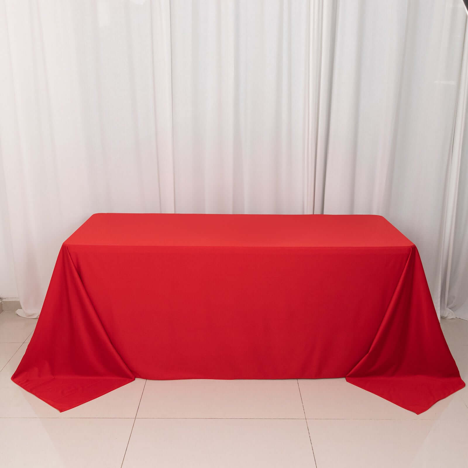 Exclusive Red Scuba Polyester 90x132 Wrinkle-Free, Stain-Resistant Rectangular Tablecloth