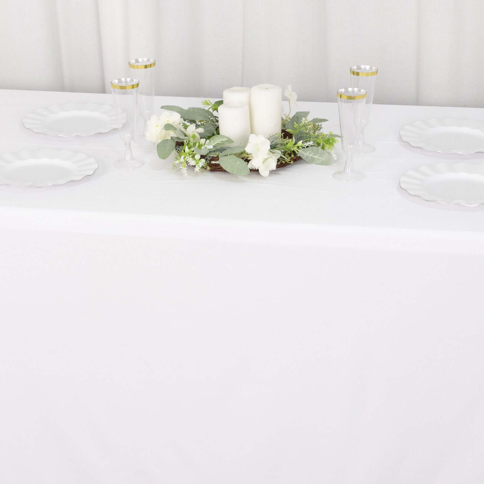 Premium Wrinkle-Free, Stain-Resistant White Scuba Tablecloth for Weddings & Parties