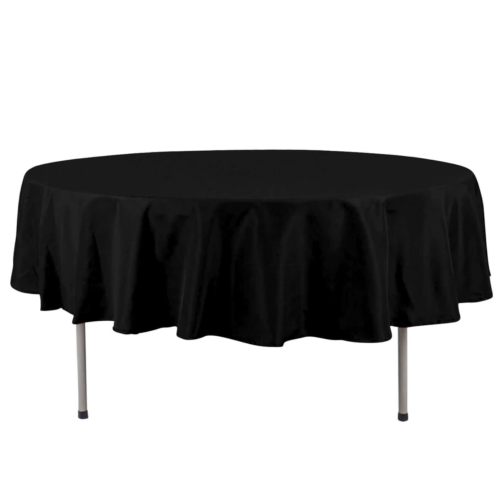 Premium 220GSM Black 90-Inch Round Polyester Tablecloth - Stain & Wrinkle-Resistant for Weddings & Events