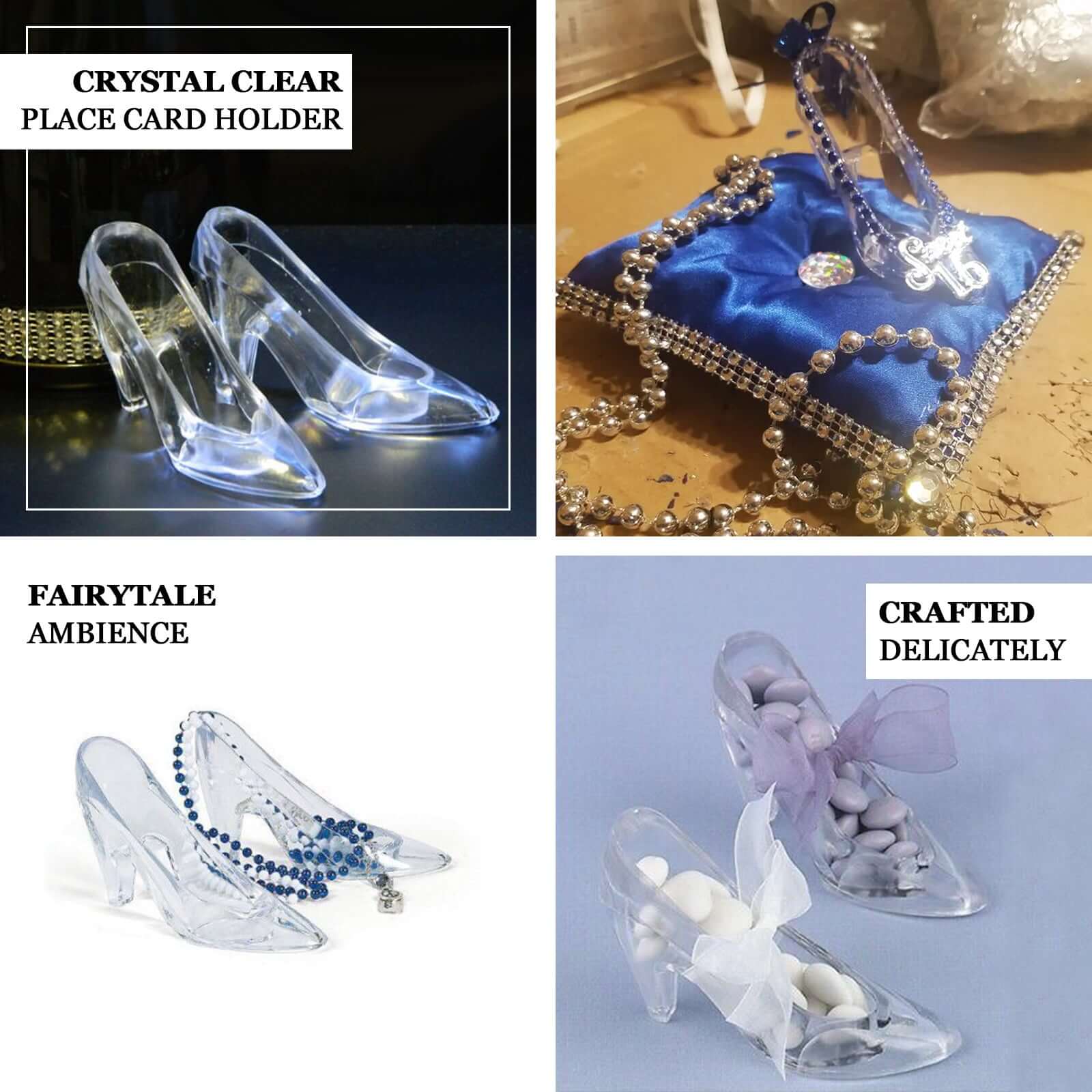 12-Pack Clear Mini Cinderella Princess Slippers - Ideal Party Decor & Gift Favors