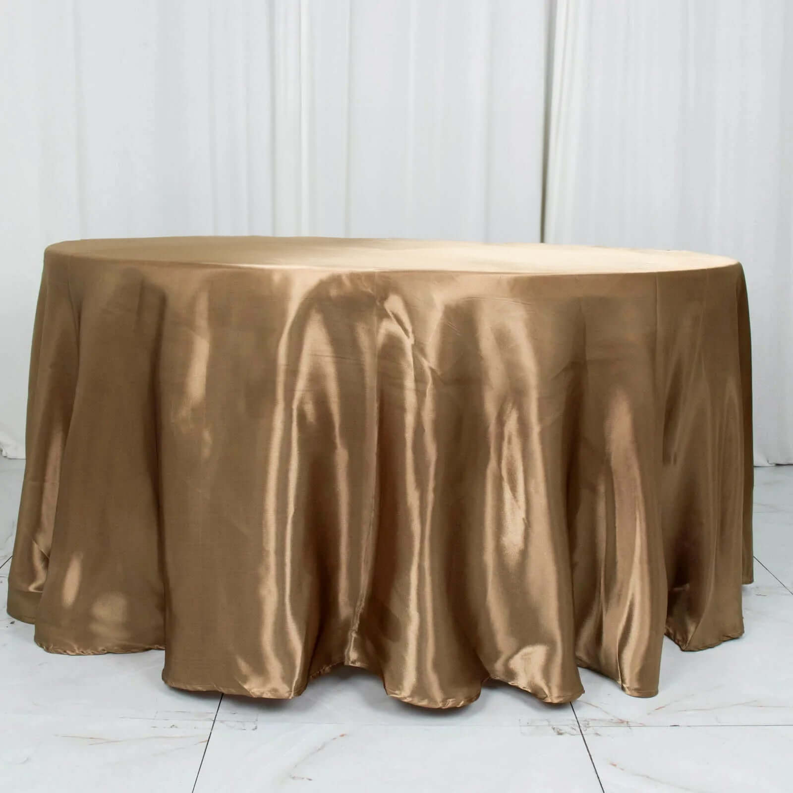 Stylish Seamless Satin Round Tablecloth in Taupe - 120 Inches for Special Events