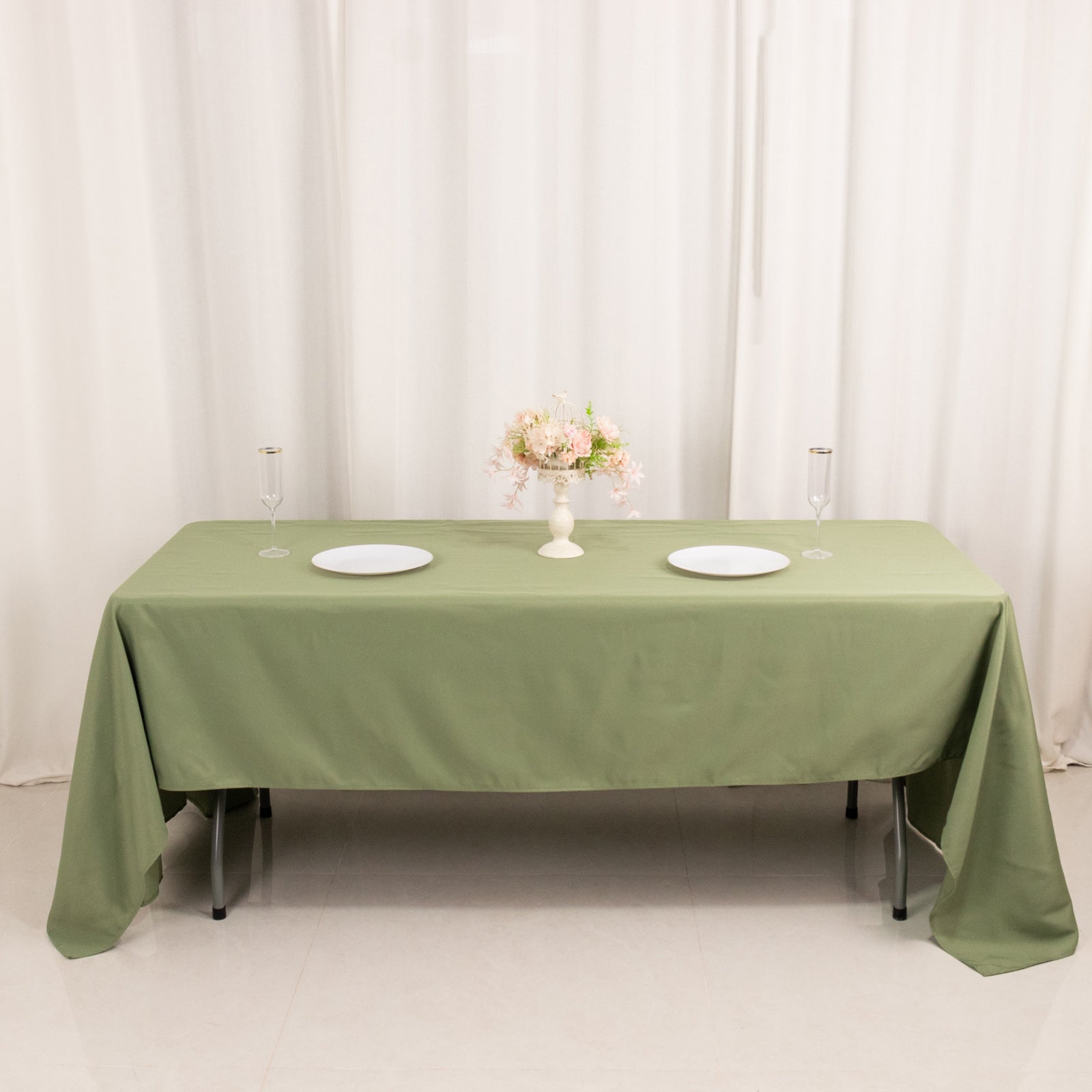 Stain-Resistant 220GSM Dusty Sage Green Premium Polyester Rectangle Tablecloth 60x126