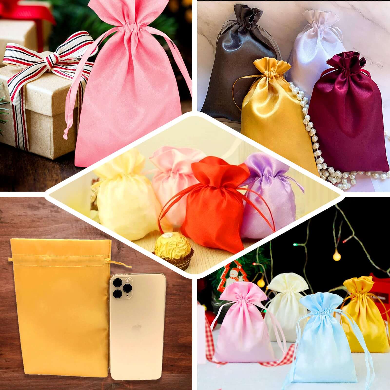 Hot Sale! 12-Piece Set of 4x6 Ivory Satin Drawstring Bags for Wedding and Party Favors