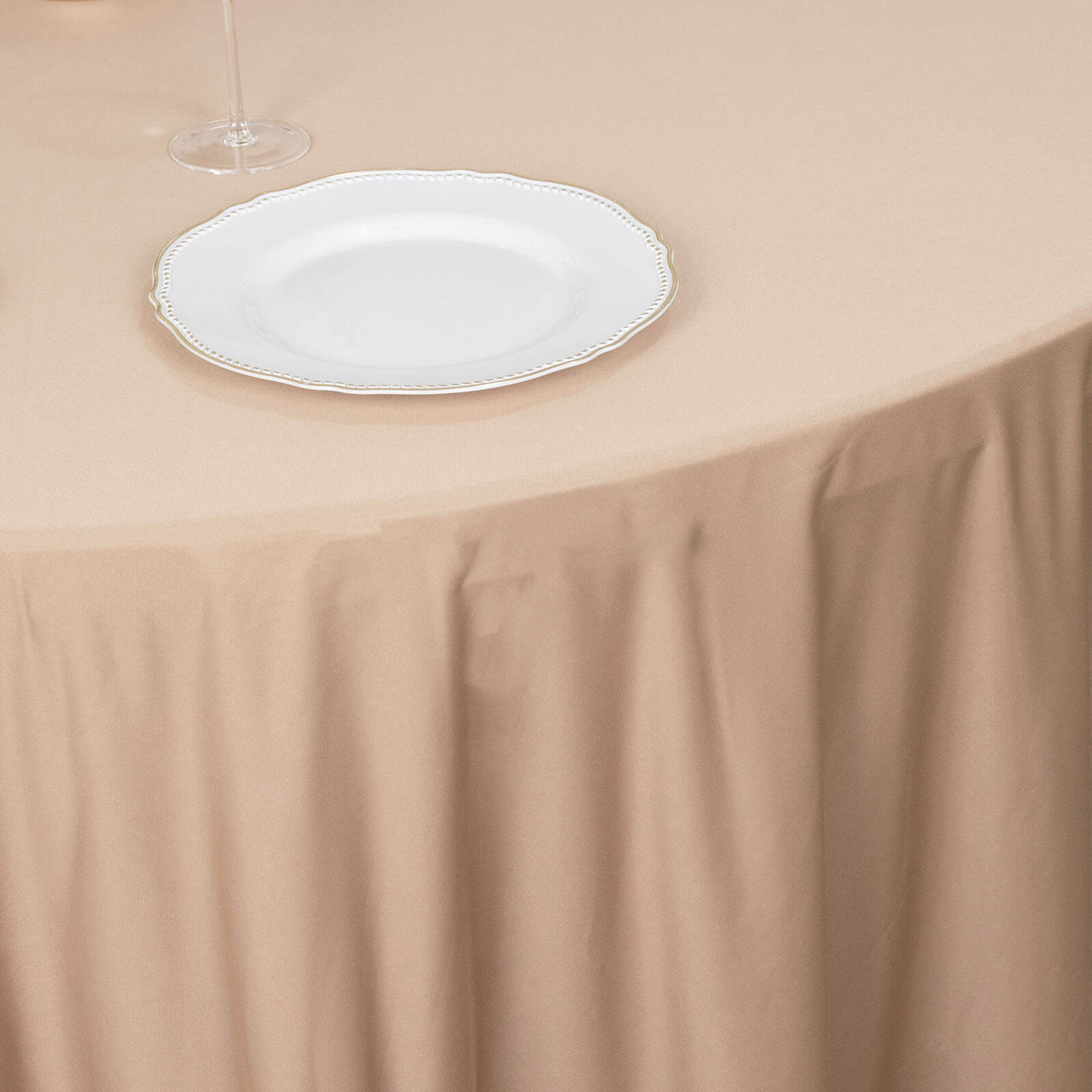 120' Nude Premium Scuba Seamless Tablecloth - Wrinkle & Stain Resistant