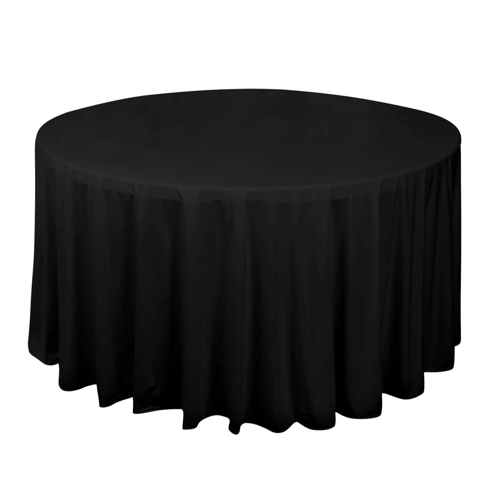 Exclusive Premium Black 120' Round Scuba Tablecloth - Wrinkle & Stain Free for Weddings & Events