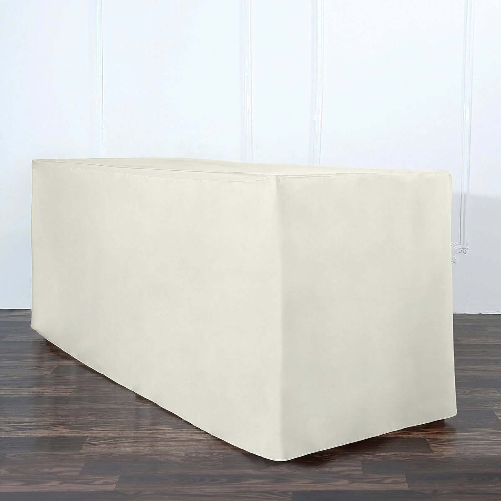 Durable Ivory Fitted Polyester 72x30 Rectangle Tablecloth for 6FT Tables