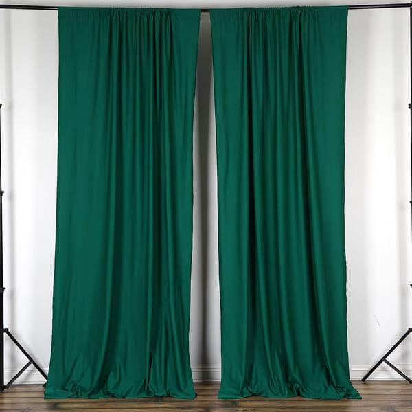 2-Pack Hunter Emerald Green Scuba Polyester Event Curtains - Durable, Flame-Resistant, Wrinkle-Free 10ftx10ft Panels