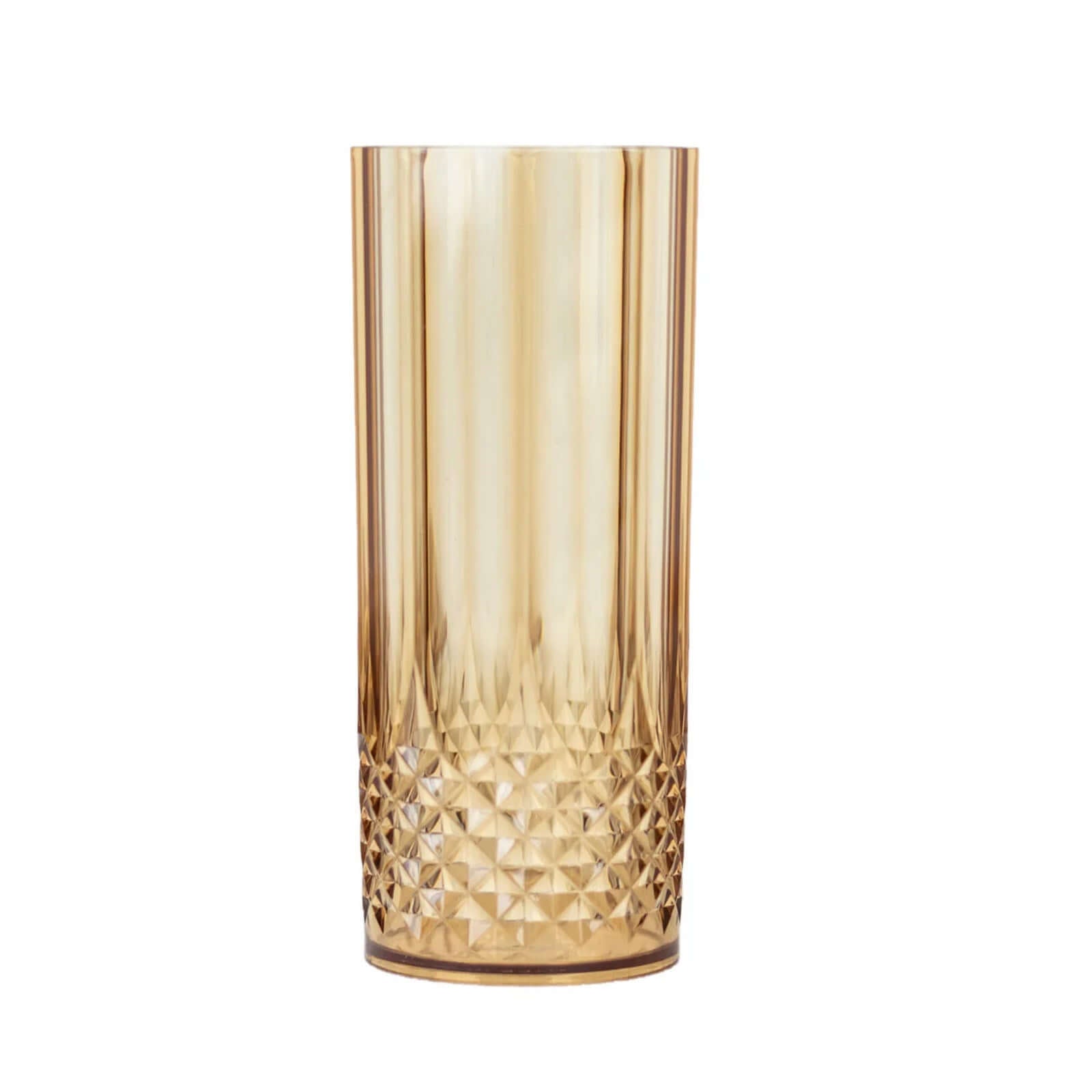 14oz Shatterproof 6-Pack Amber Gold Plastic Cocktail Tumblers with Crystal Cut Style