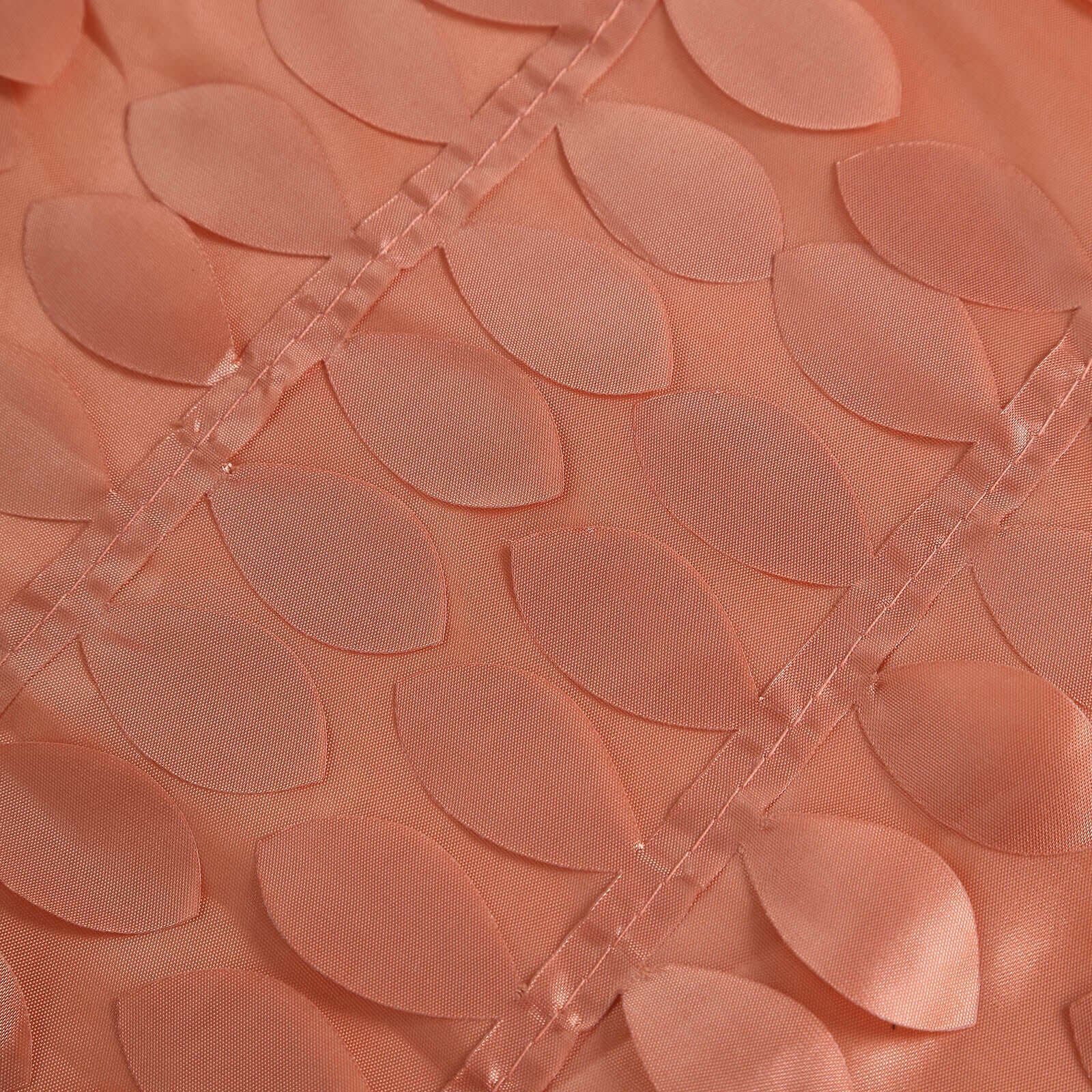 Exclusive 132' Round Taffeta Tablecloth in Terracotta (Rust) with 3D Leaf Petal Design