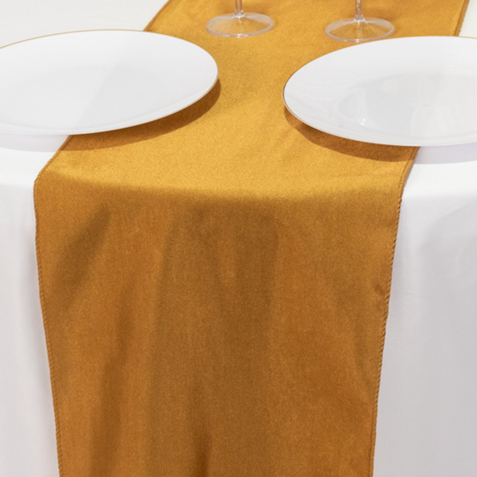 Hot Deal! Wrinkle-Free Shimmer Gold Scuba Polyester Table Runner for Events and Banquets (12x108)
