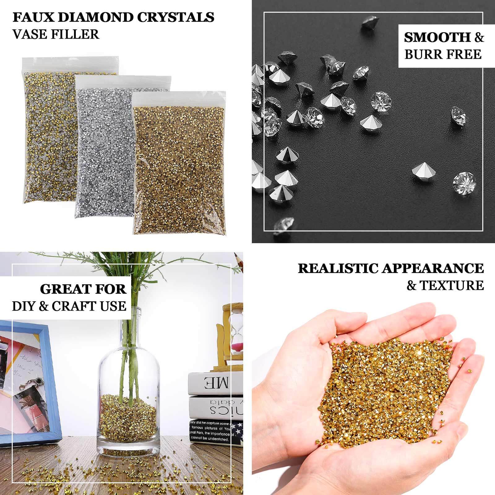 Hot Deal! 14400 Pcs 3mm Gold Faux Diamond Rhinestone Vase Fillers for Wedding Decor