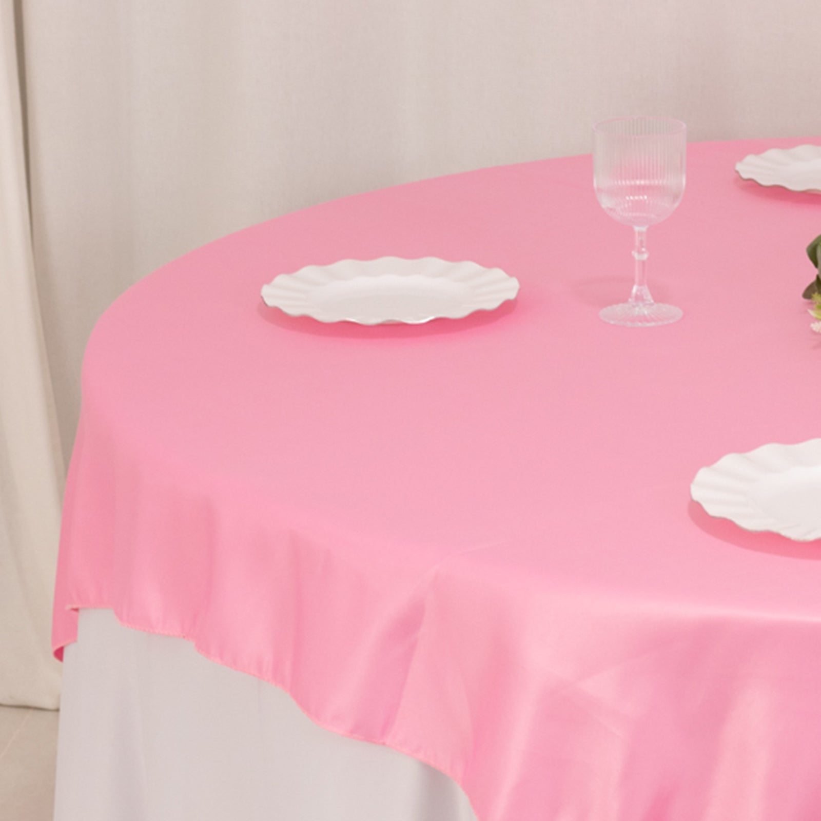Hot! Pink Lamour Satin 72x72 Square Table Overlay with Smooth Finish
