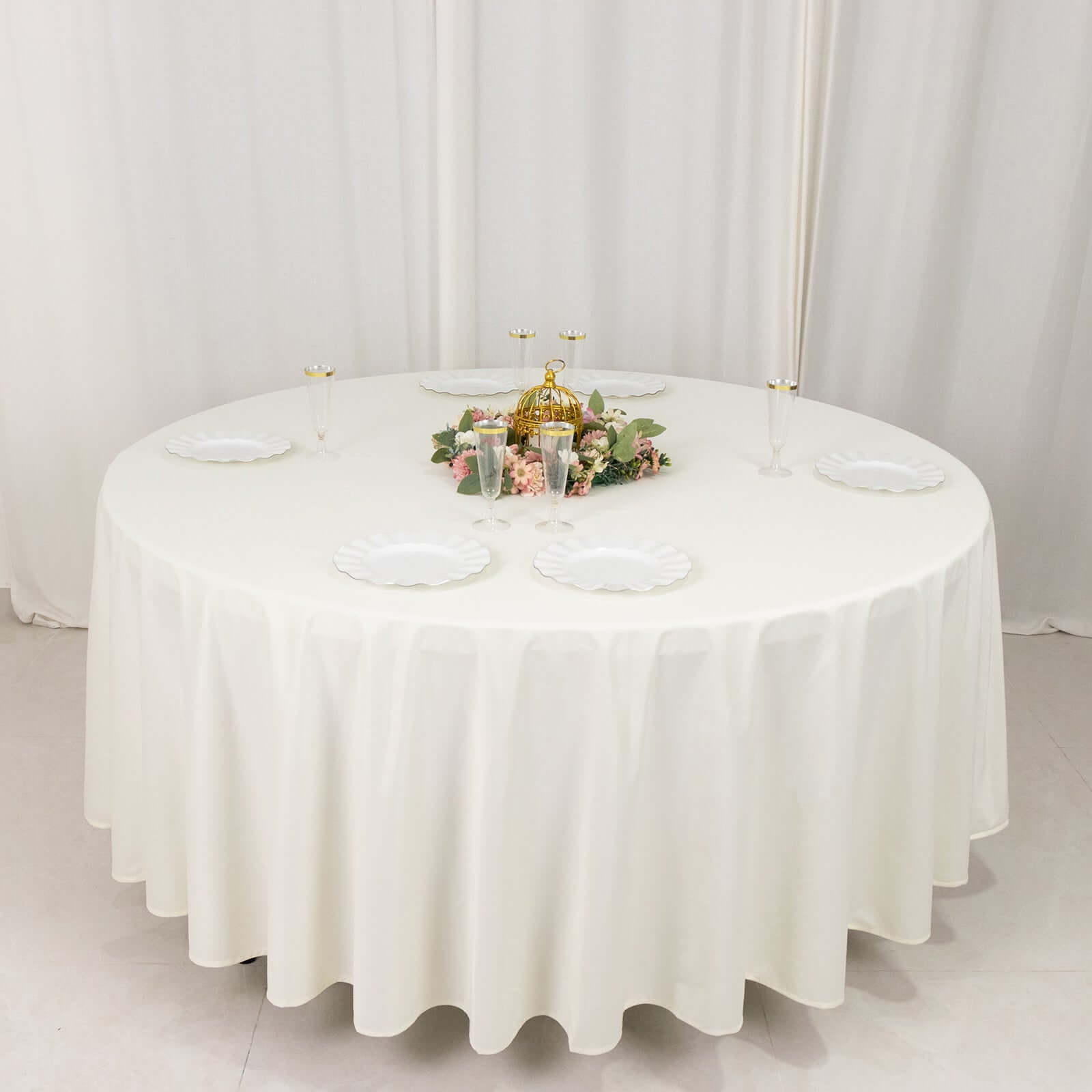 Ivory Premium Wrinkle-Free & Stain-Resistant 108' Scuba Round Tablecloth