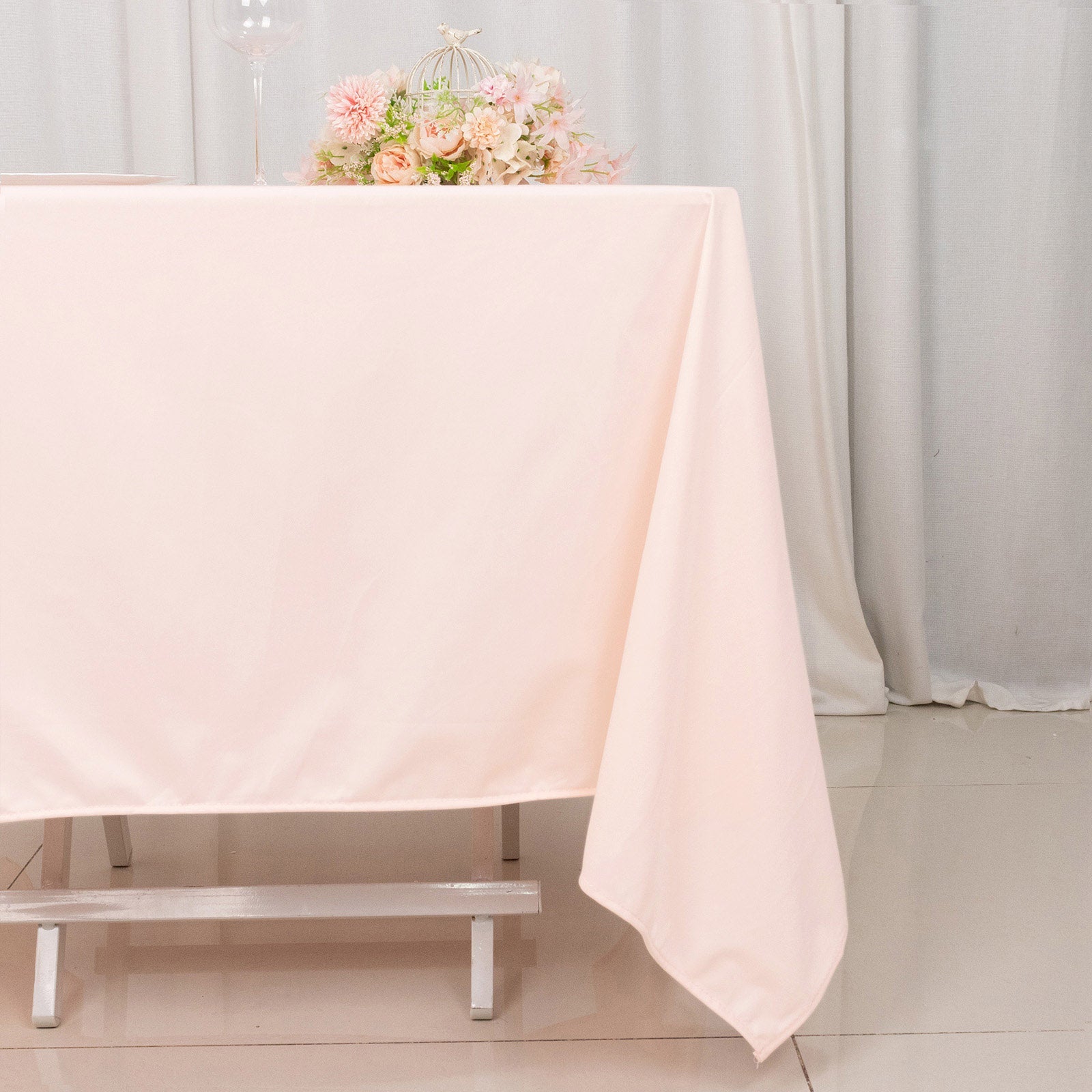 Premium Blush 70x70 Wrinkle-Free & Stain-Resistant Scuba Square Tablecloth