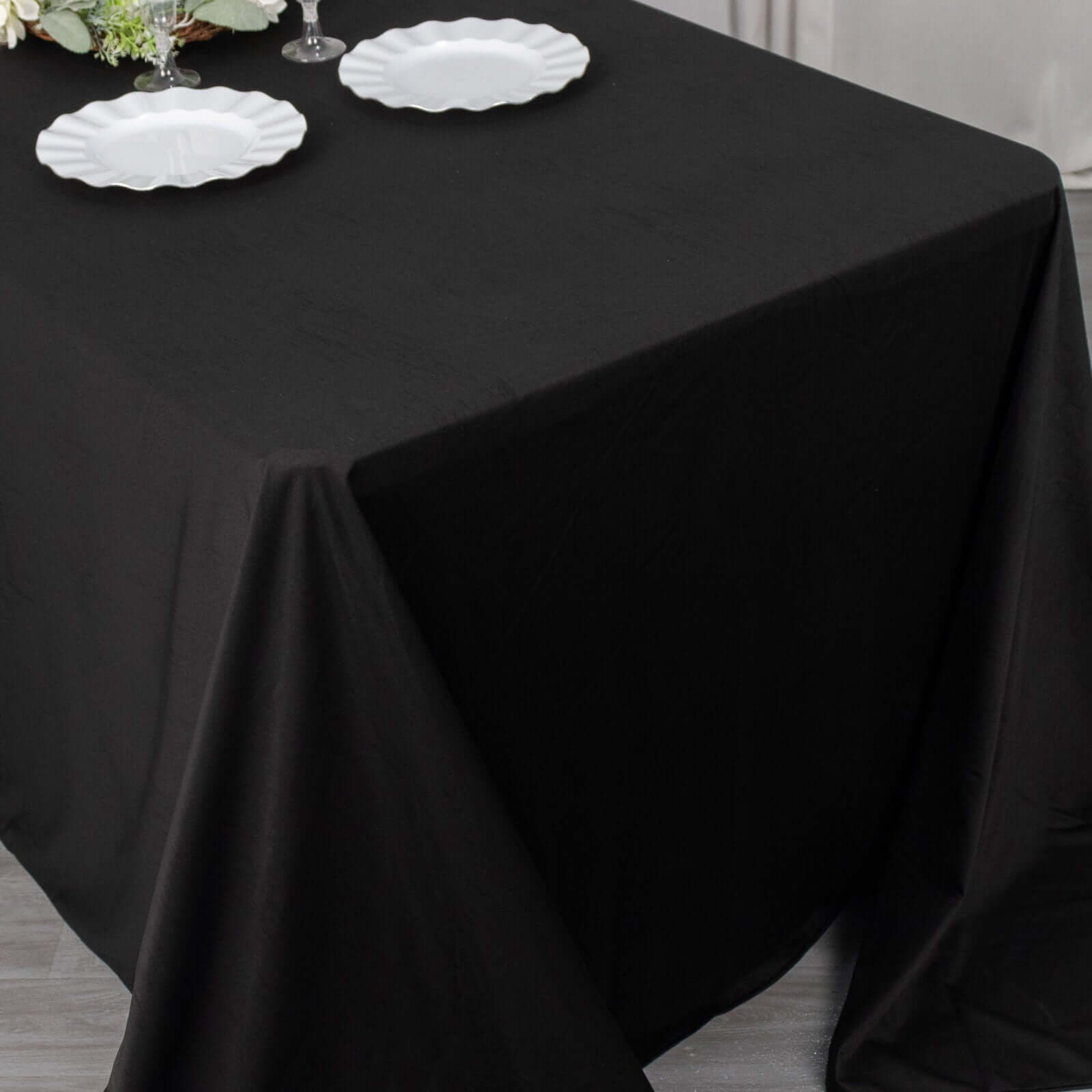Black Premium Scuba 90x156 Wrinkle-Free, Stain-Resistant Rectangular Tablecloth for Weddings & Parties