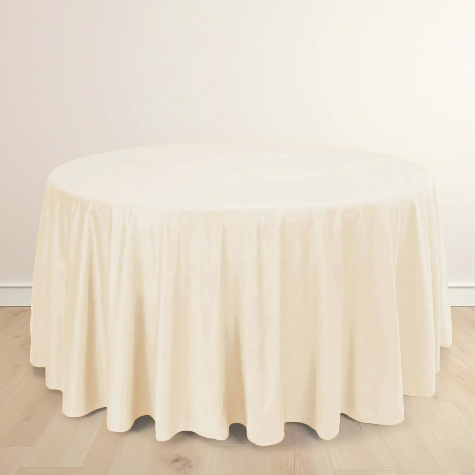 Premium Beige 120' Scuba Round Tablecloth - Wrinkle & Stain Free