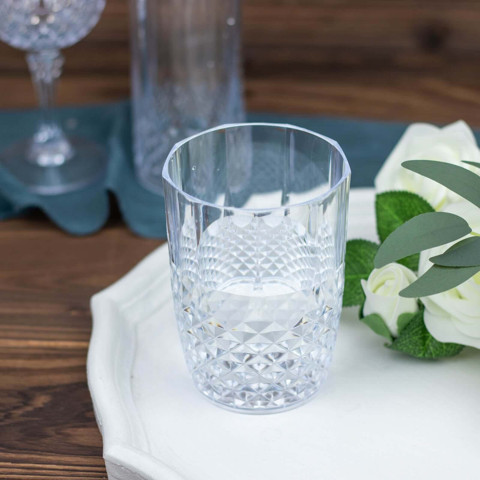 6-Pack 16oz Reusable Clear Plastic Tumblers with Crystal Cut Style - Ideal for All Occasions