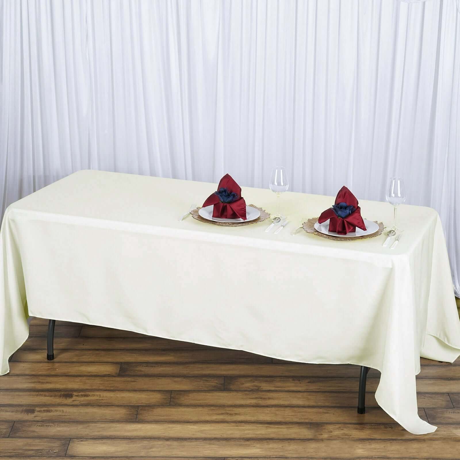 Ivory 72x120 Rectangle Premium 220GSM Stain-Resistant Polyester Tablecloth