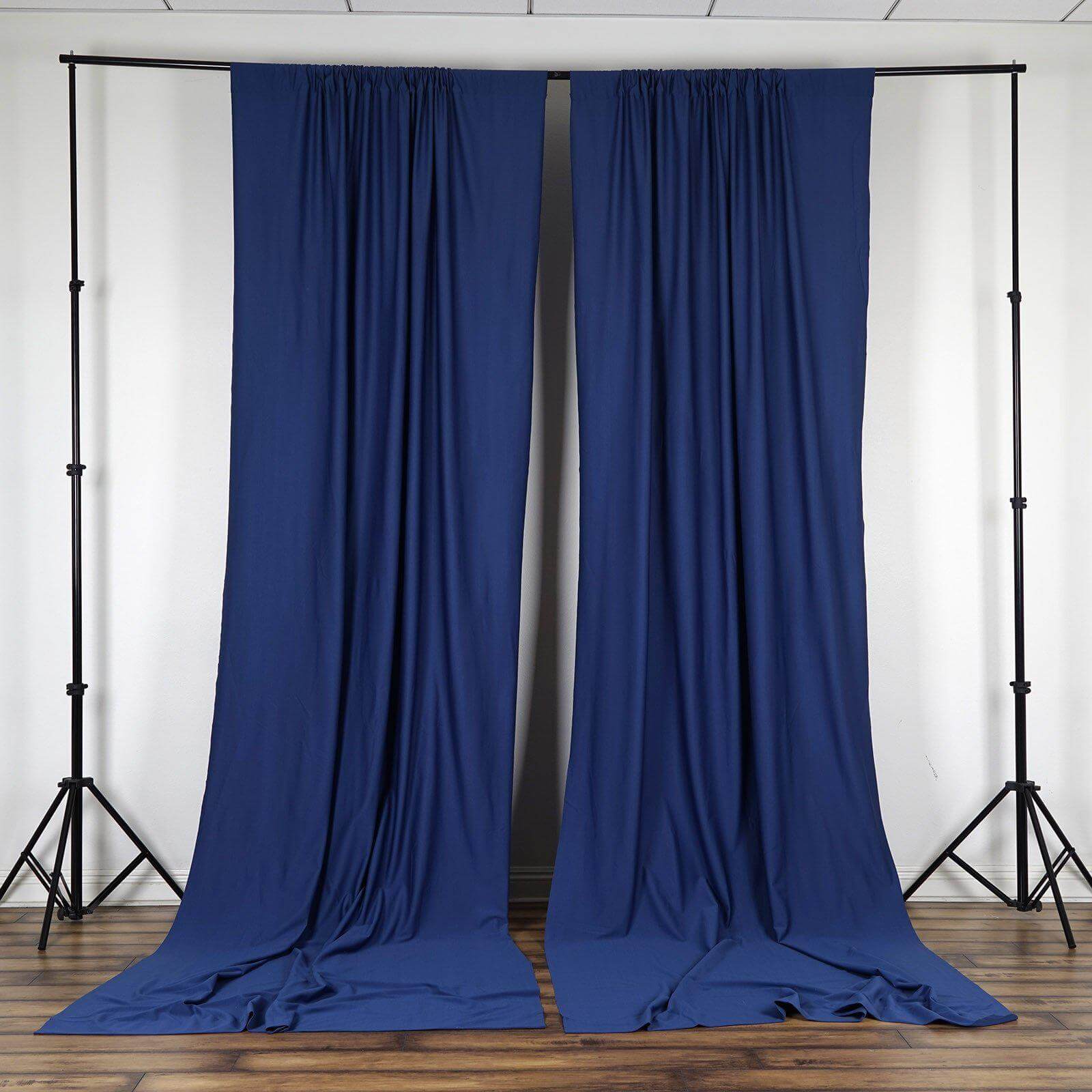 2-Pack Navy Blue Wrinkle-Free Scuba Polyester Flame-Resistant 10ftx10ft Event Curtain Drapes