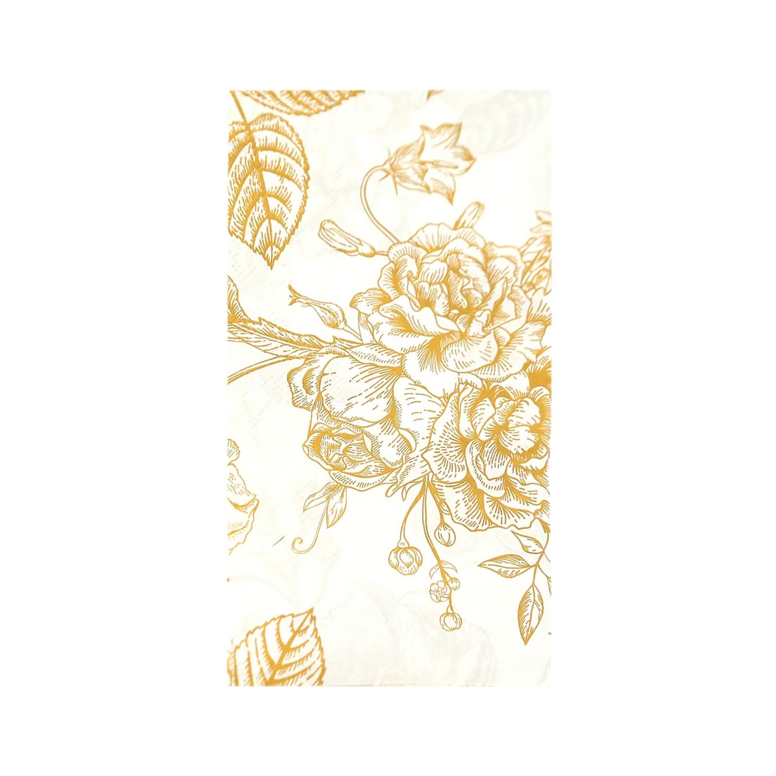 50-Piece 2-Ply White Paper Dinner Napkins with Gold French Toile Floral Design - Ideal for Events