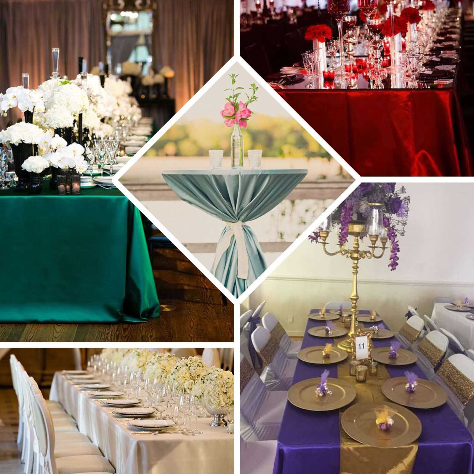 Exclusive Burgundy Satin 90x132 Seamless Rectangular Tablecloth