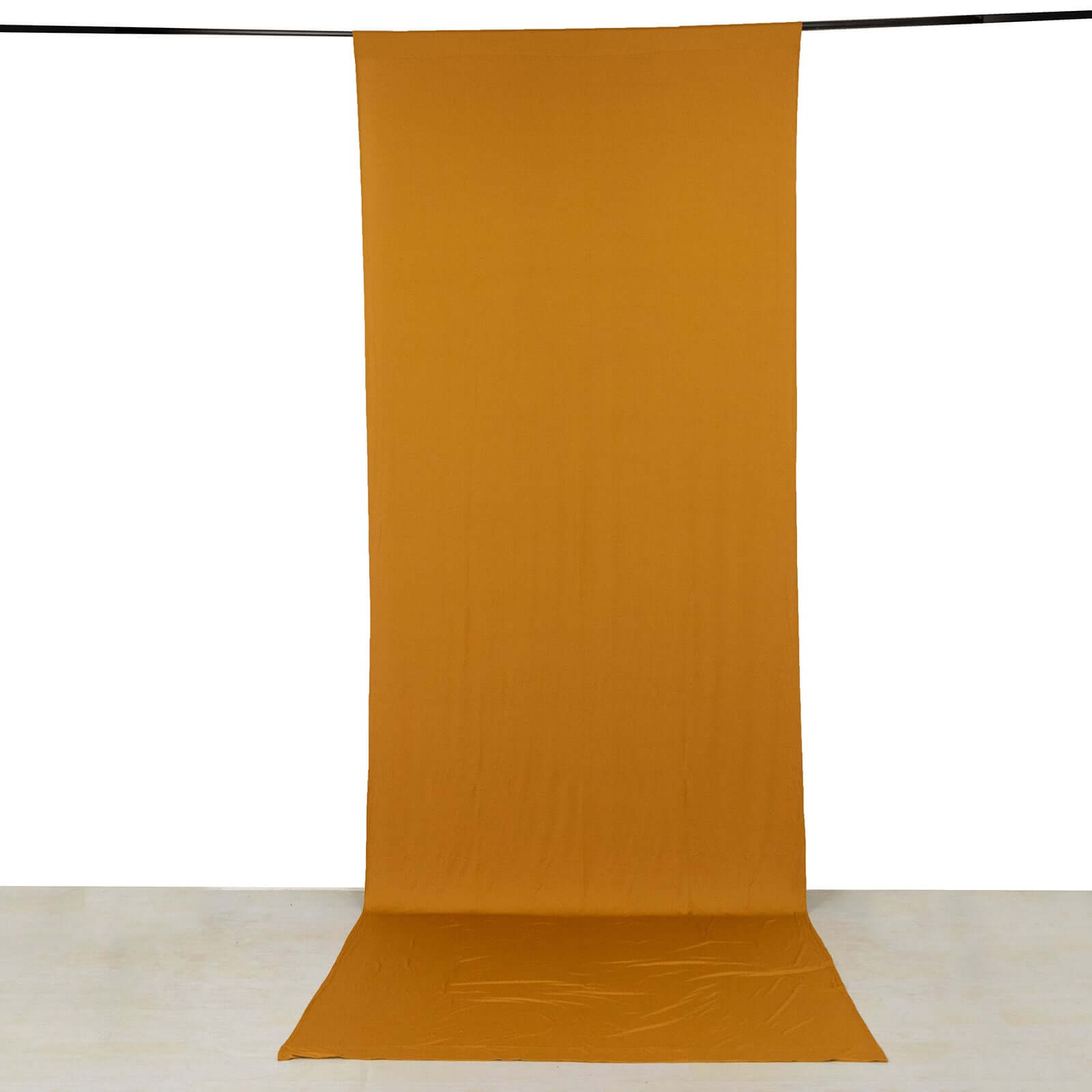 Wrinkle-Free Gold 4-Way Stretch Spandex Event Backdrop Drapes with Rod Pockets - 5ft x 14ft