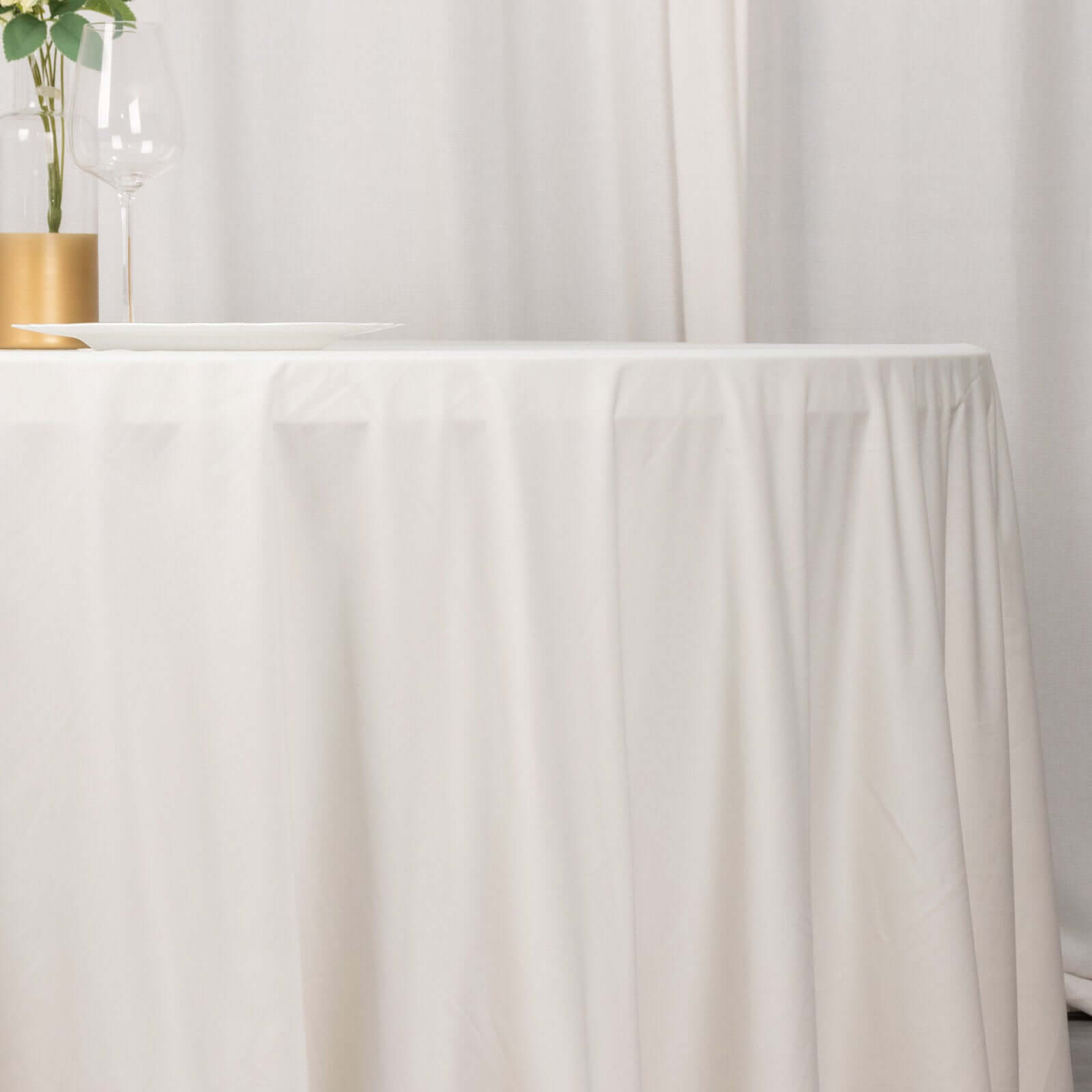 Ivory 120-Inch Premium Scuba Round Tablecloth - Stain & Wrinkle Resistant