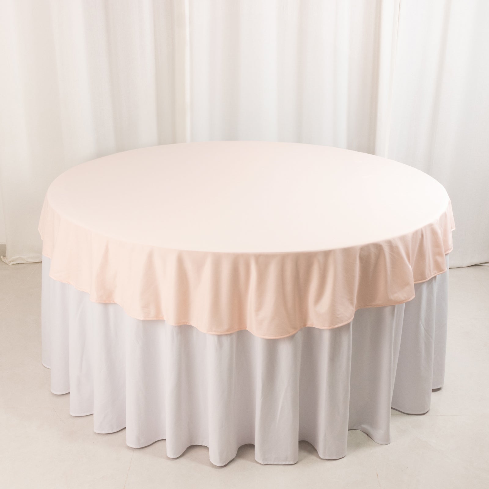Hot Deal! Premium Blush 70' Round Scuba Tablecloth - Wrinkle & Stain Free