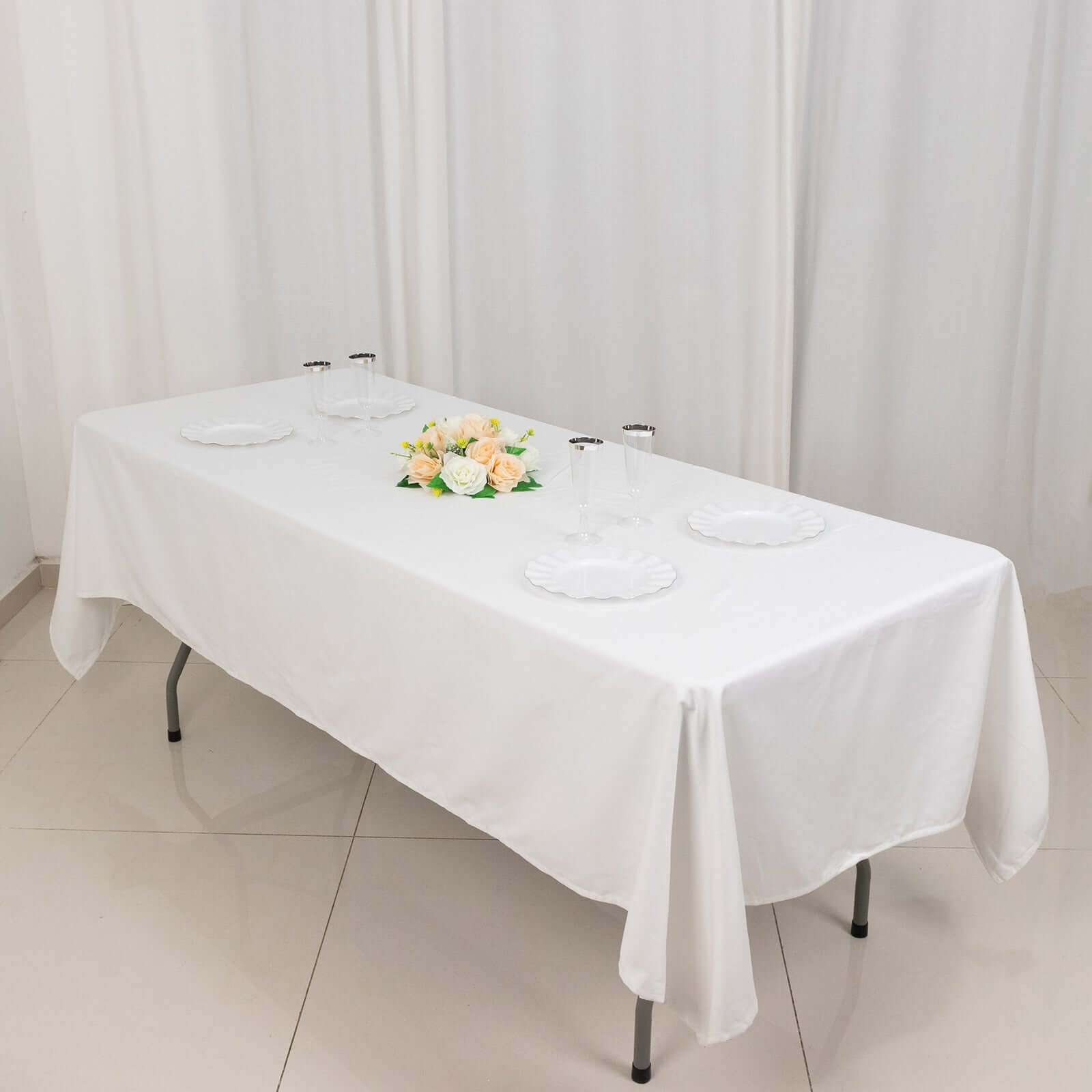 Soft and Breathable 100% Cotton White Rectangle Tablecloth, 60x102