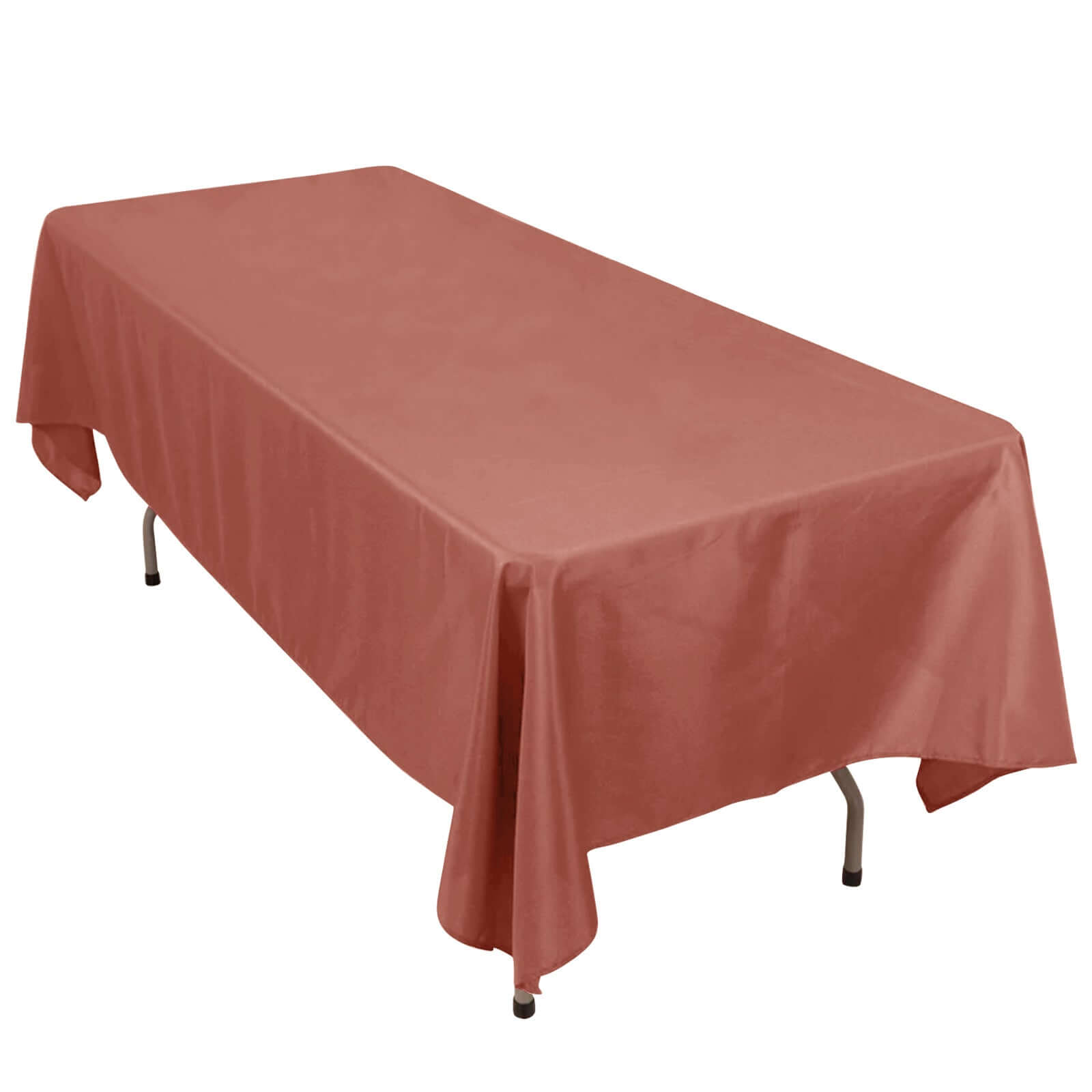 Hot Sale! Durable 220GSM Wrinkle-Resistant 60x102 Rectangle Premium Polyester Tablecloth in Terracotta (Rust)