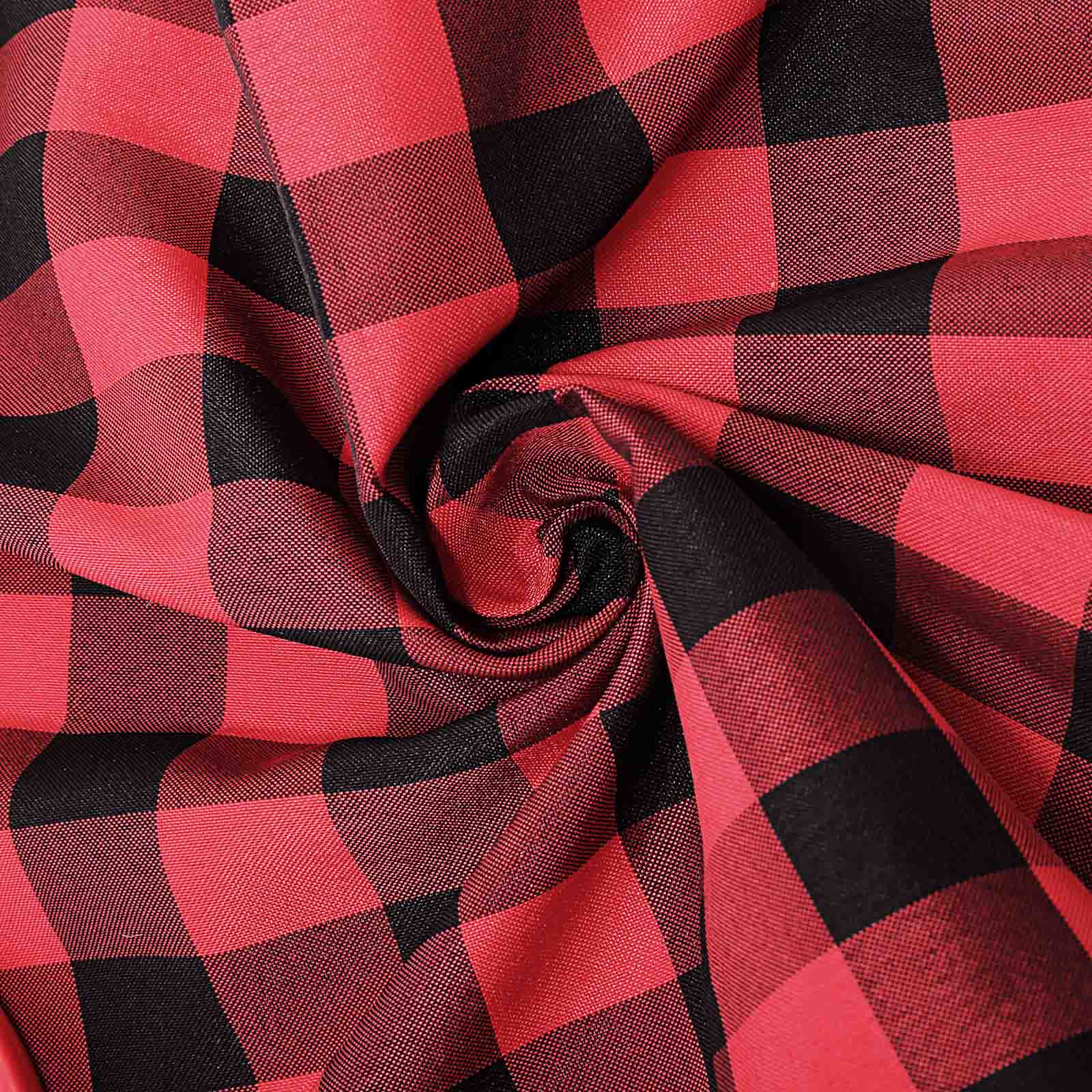 Black/Red Checkered Buffalo Plaid Polyester Tablecloth 60x102 - Ideal for Everyday Use
