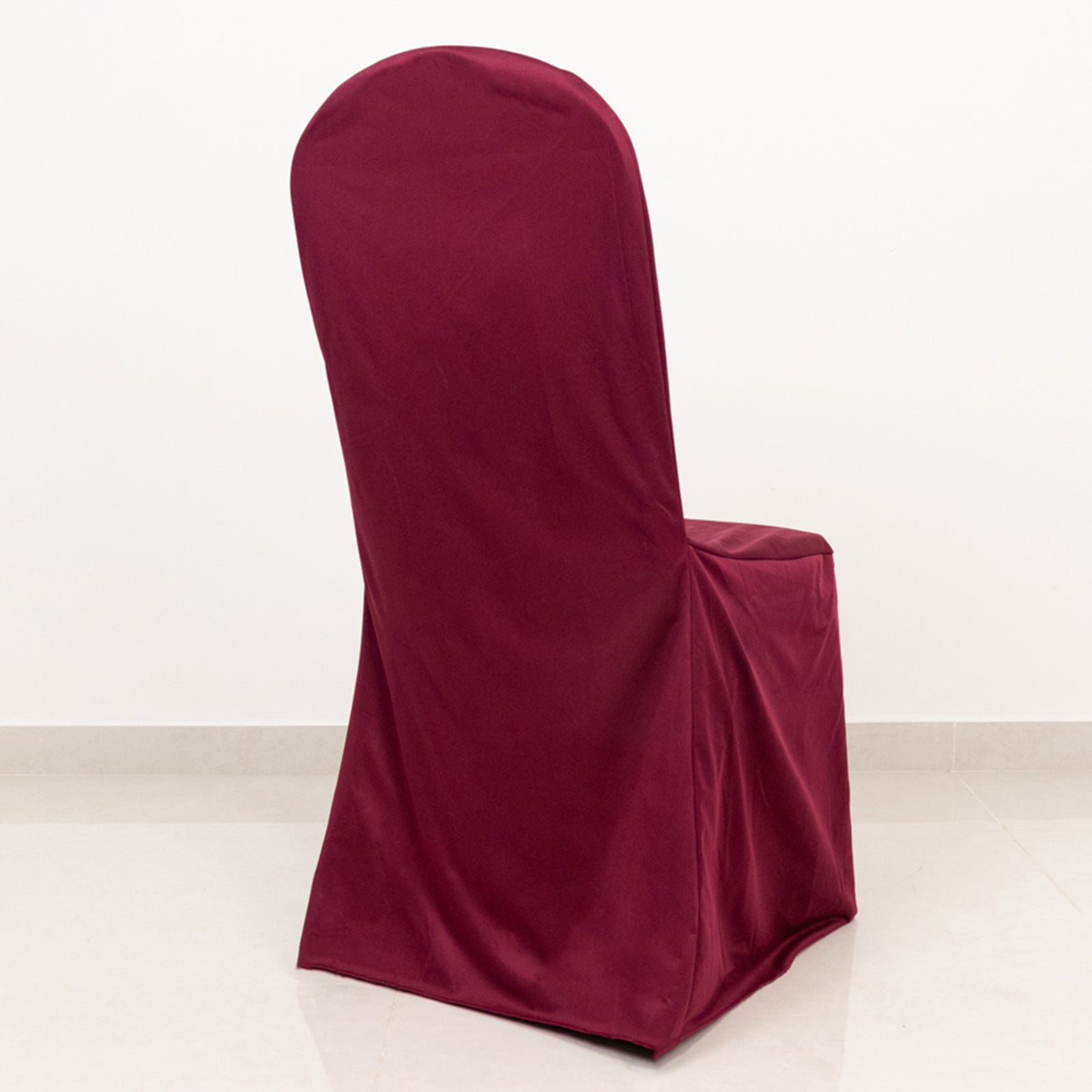 Hot! Burgundy Scuba Stretch Slim - Fit Chair Cover for Banquets, Wrinkle - Free & Durable
