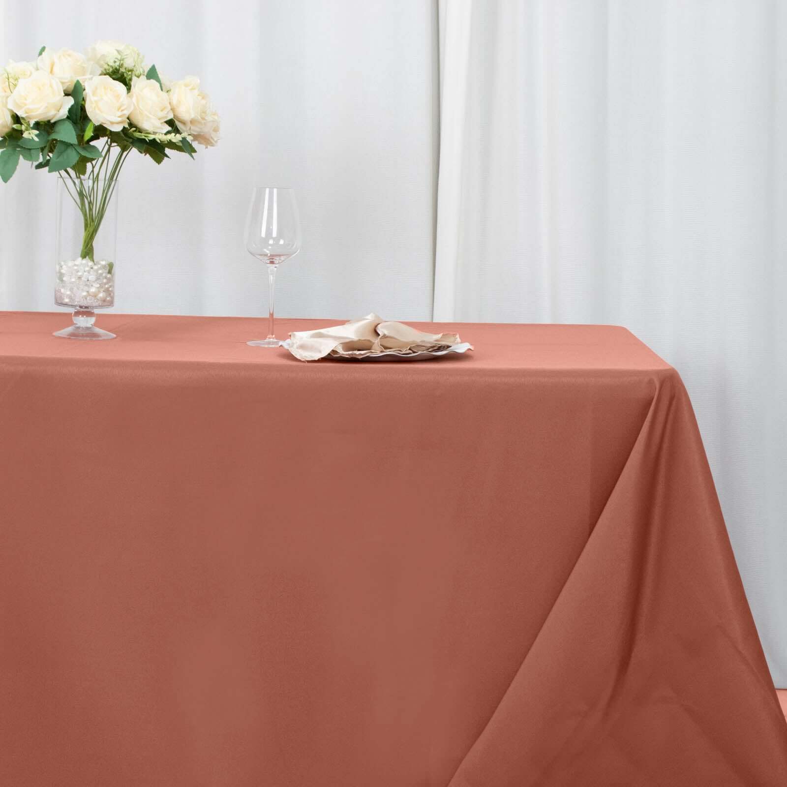 Hot Deal! 90x132 Premium Seamless 220GSM Stain-Resistant Terracotta (Rust) Polyester Tablecloth
