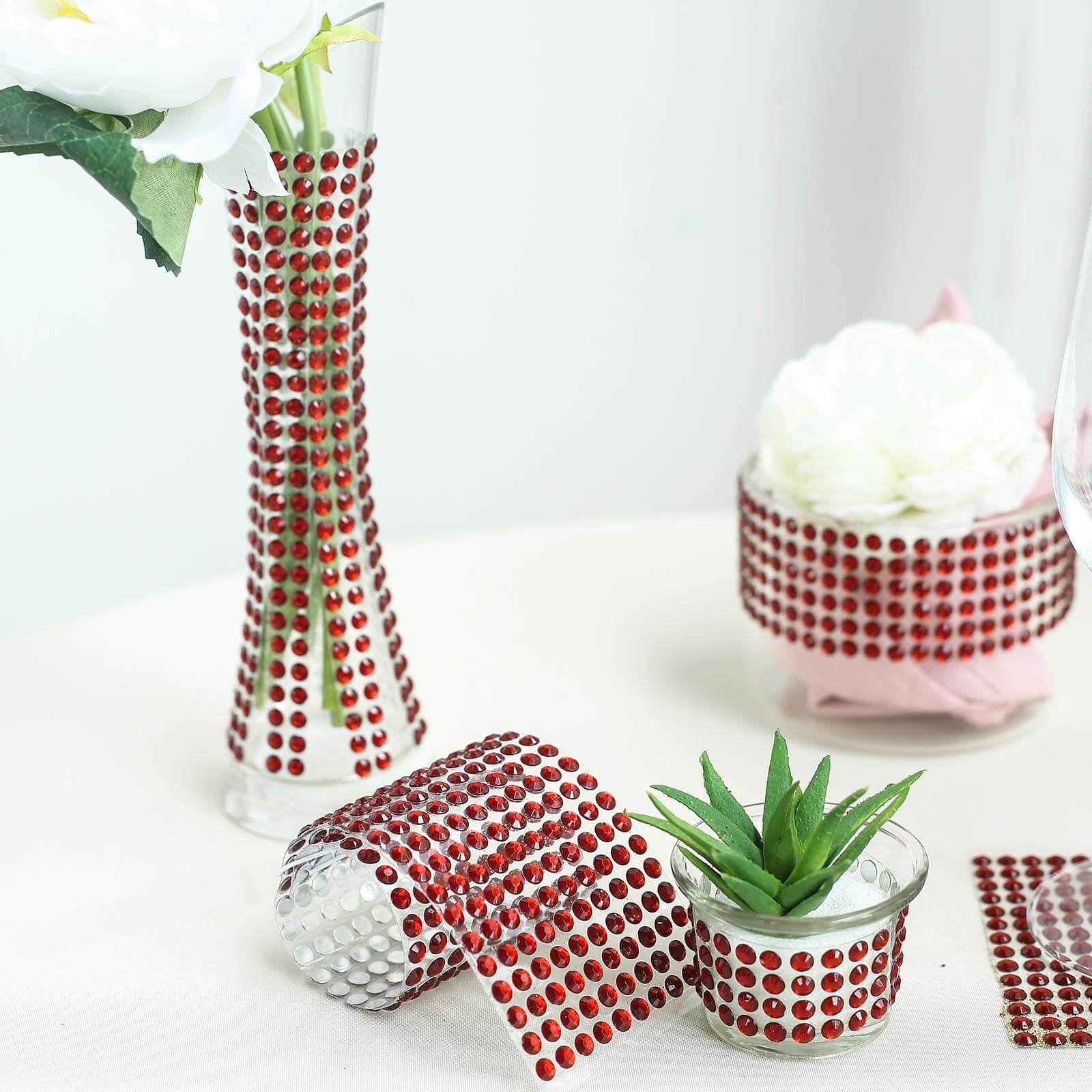 21x11 Red Self - Adhesive Rhinestone Sheets for DIY Craft Decoration