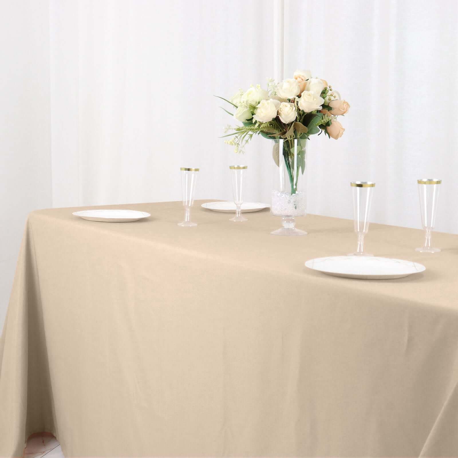 Seamless Wrinkle-Resistant Nude Polyester Rectangle Tablecloth 90x132