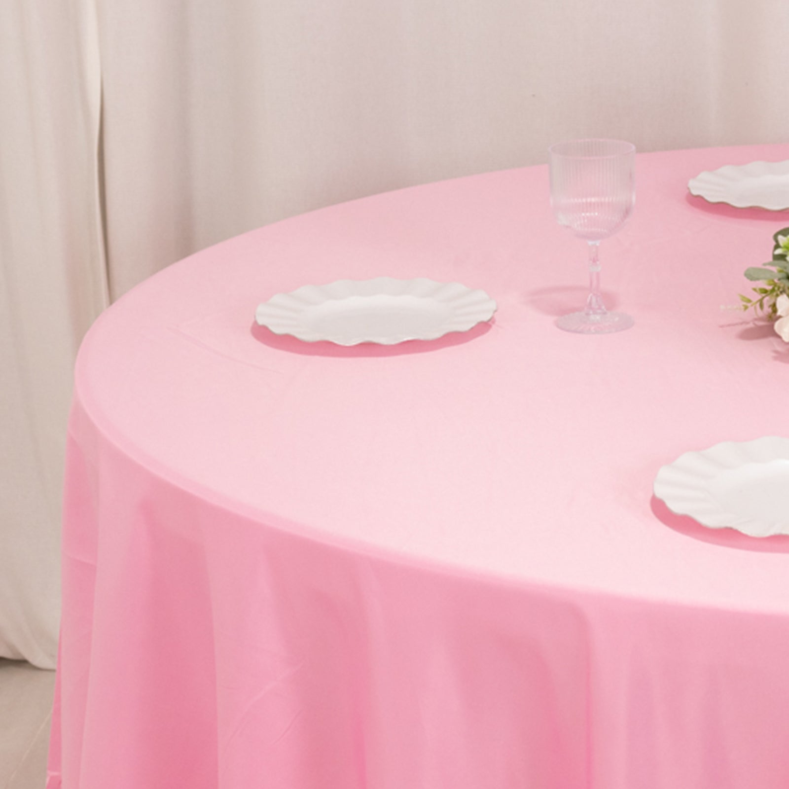 Pink 108-Inch Durable Silk-Like Lamour Satin Round Tablecloth