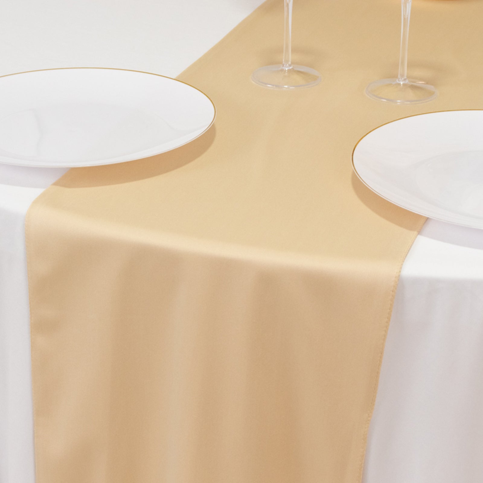 Exclusive Premium Beige Scuba Polyester 12x108 Wrinkle-Free Table Runner for Events