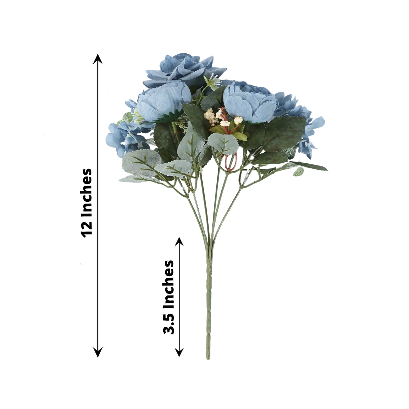 2-Pack Dusty Blue Artificial Rose & Peony Silk Bouquets for Weddings and Home Decor - Great Deal