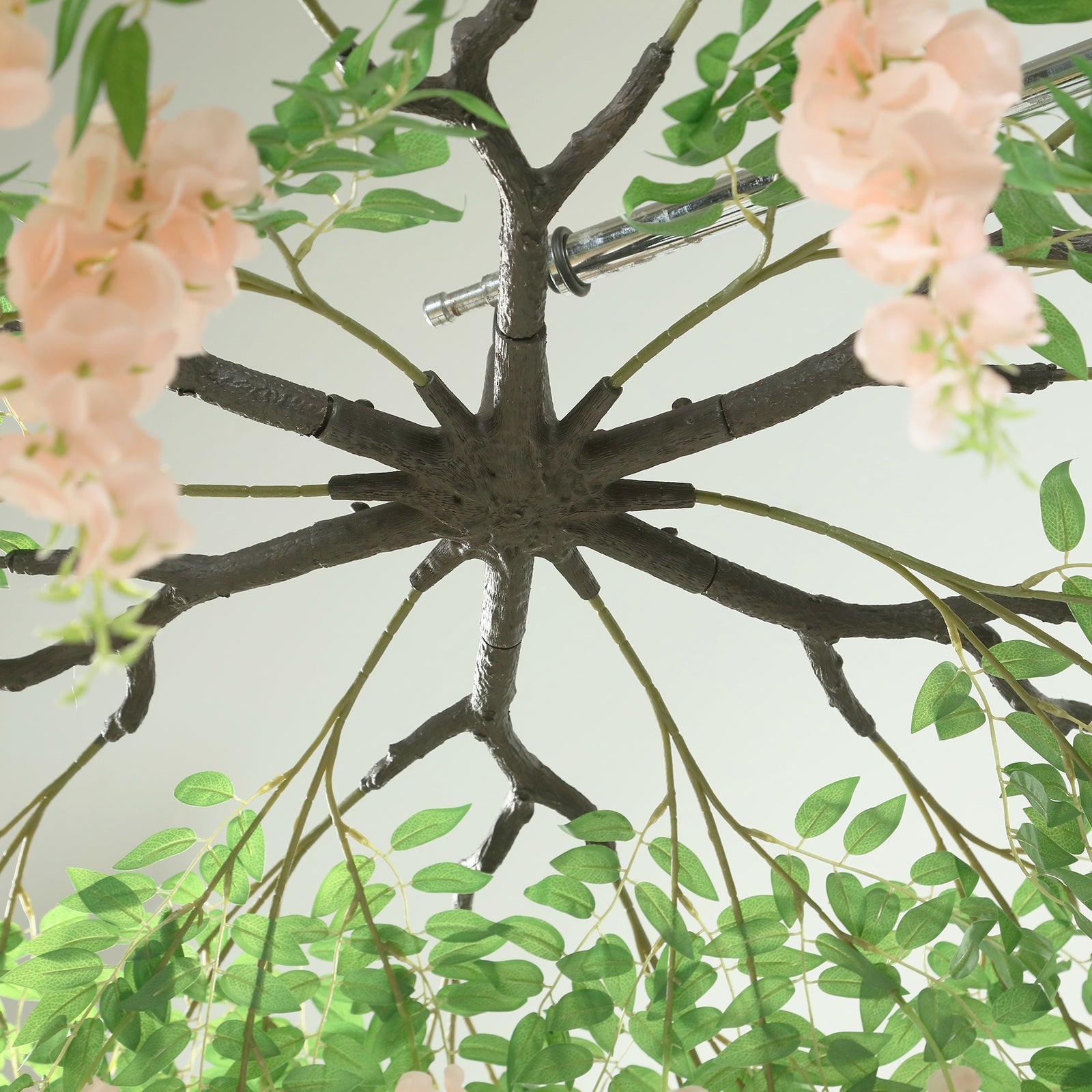 Hot Sale! 55-Inch Blush Artificial Silk Wisteria Vine Round Hanging Floral Chandelier with Detachable Branches