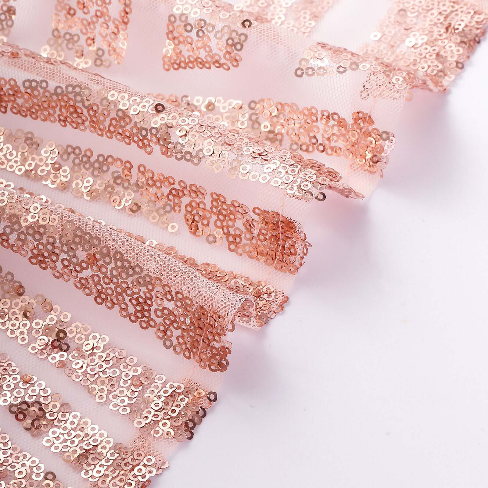 5-Pack Rose Gold Glitz Sequin Chair Sashes with Diamond Design - Exclusive Offer